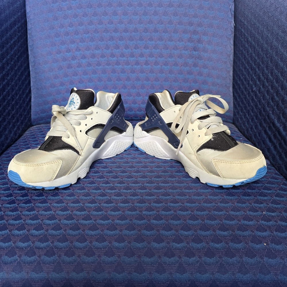 Nike Air Huarache Run Boys Size 5Y White Blue‎ Athletic Running Shoes Sneakers